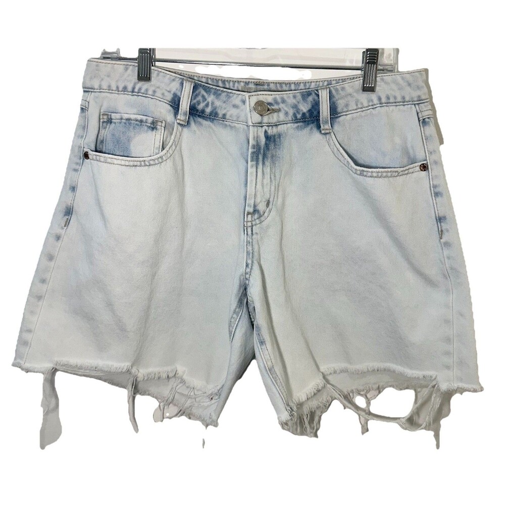 BeMore Rewash Acid Wash Denim Shorts Women 29 Distressed Raw Hem Cutoff
